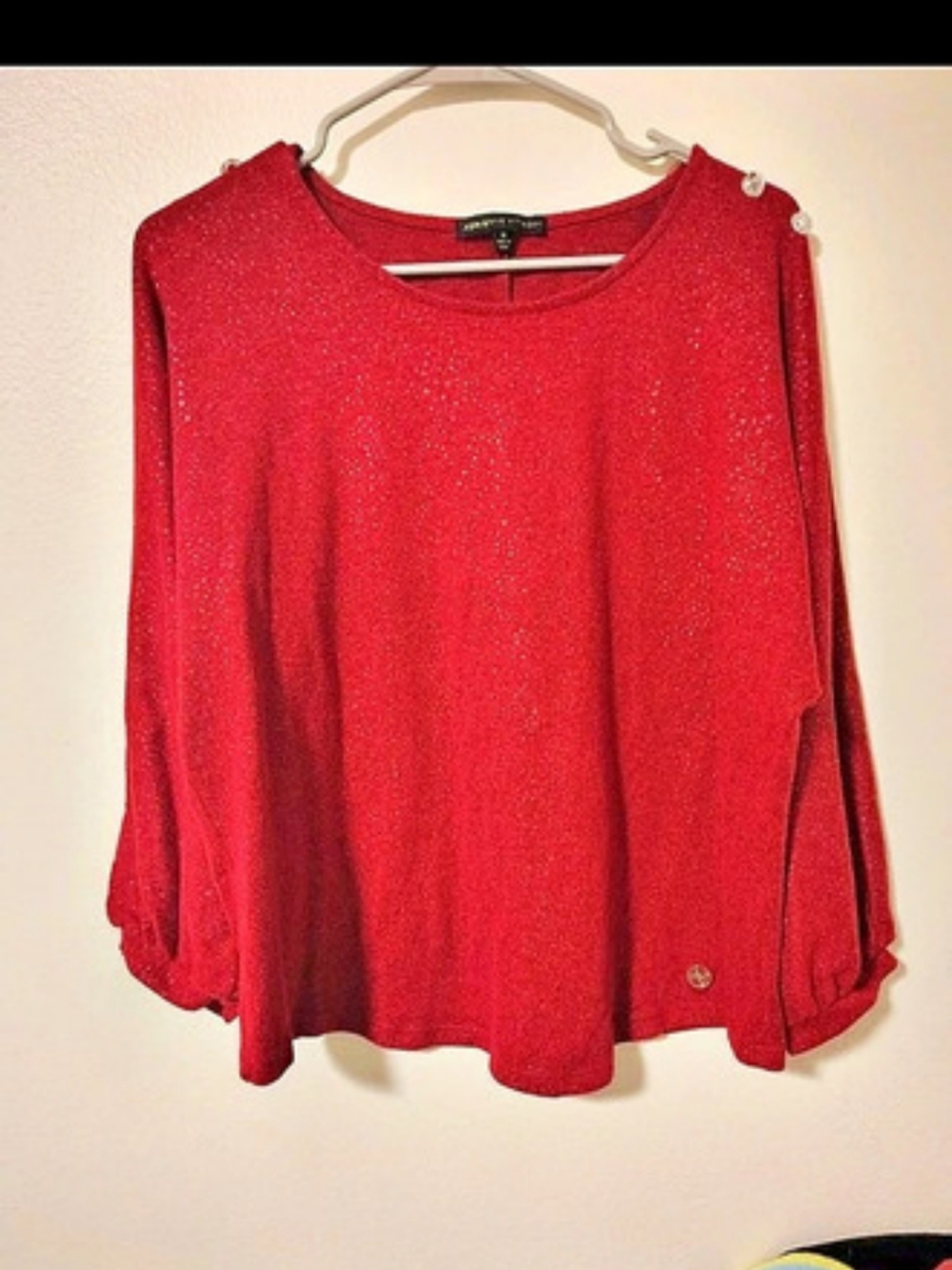 Adrienne Vittadini Red Long Sleeve Blouse Size xl Like New